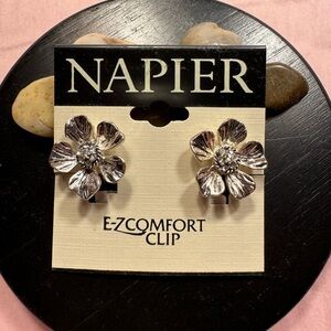 Napier, E-Z Comfort Clip Earrings, Silver